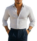 IndoPrimo Men's Slim-Fit Striped Shirt