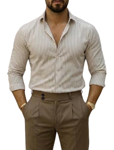 IndoPrimo Men's Slim-Fit Striped Shirt